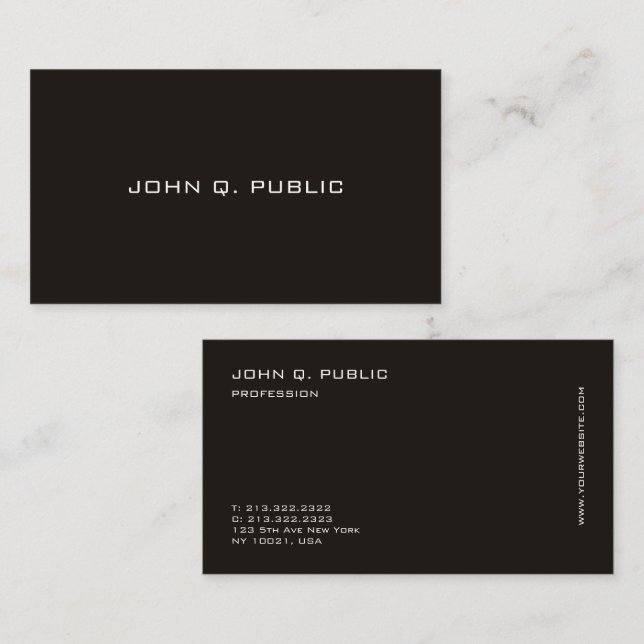 Minimal Modern Professional Black Simple Business Card (Front/Back)