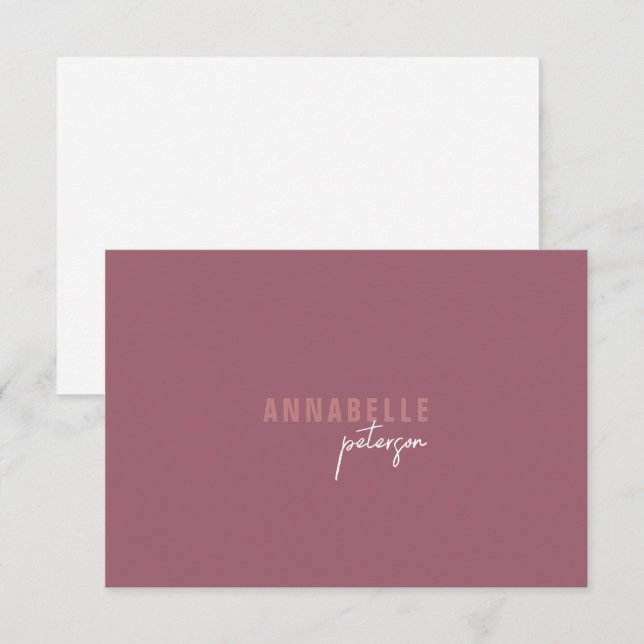 Minimal Modern Professional Dusty Rose Simple Card (Front/Back)
