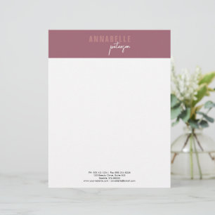 Minimal Modern Professional Dusty Rose Simple Custom Letterhead