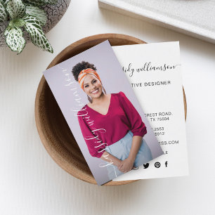 Minimal Modern Professional Photo Elegant Script Business Card