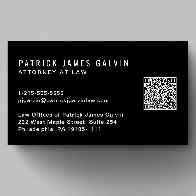 Minimal Modern Professional QR Code Black Business Card (Capture attention, make connections, and leave a lasting impression with our modern QR business card)