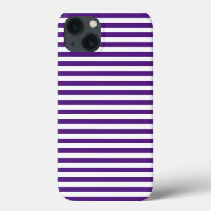 Minimal Modern Purple and White Striped iPhone 13 Case