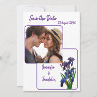 Minimal Modern Purple Iris Save the Date Wedding