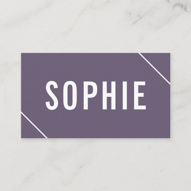 Minimal Modern Purple White Simple Elegant Classy Business Card (Front)