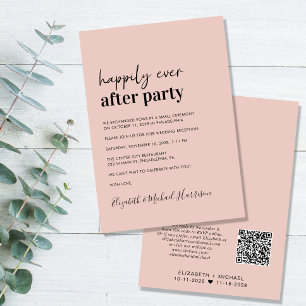 Minimal Modern QR Code Blush Wedding Reception Invitation