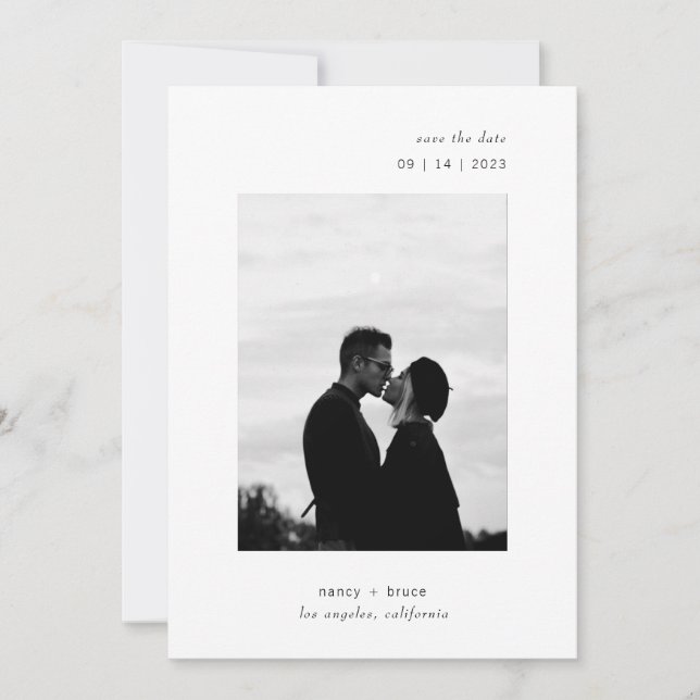 Minimal Modern QR Code Photo Wedding Save The Date (Front)