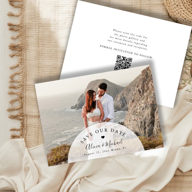 Minimal modern QR code photo wedding Save The Date (Creator Uploaded)