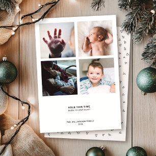 Minimal Modern Quote   4 Photo Collage Instagram Holiday Card