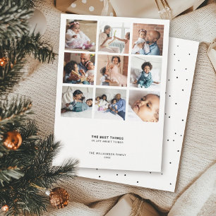 Minimal Modern Quote   9 Multiple Photo Collage Holiday Card