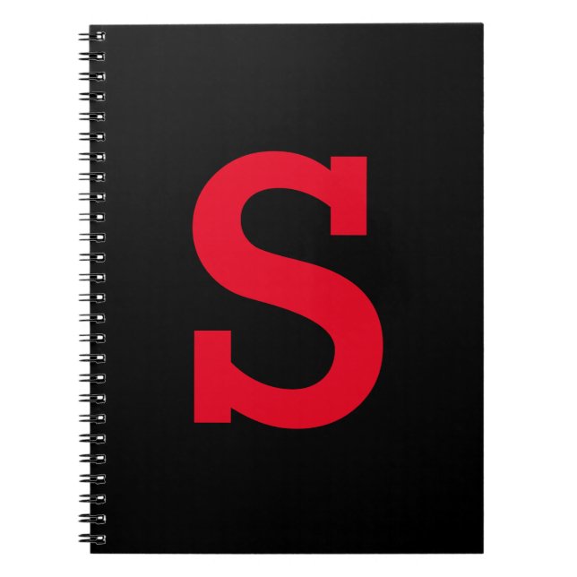 Minimal Modern Red and Black Initial Letter Notebook (Front)