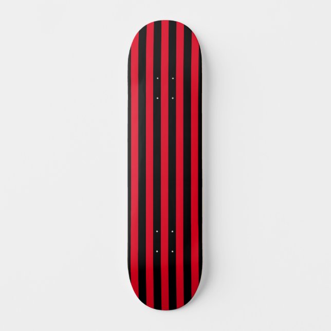 Minimal Modern Red and Black Striped  Skateboard (Front)