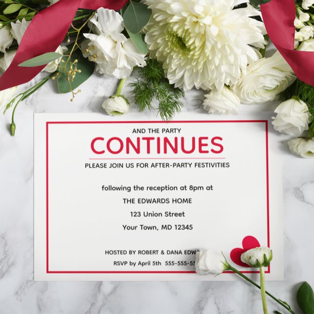 Minimal Modern Red Heart After Party Enclosure Card (Creator Uploaded)