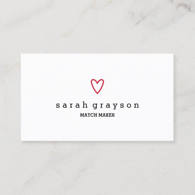 Minimal Modern Red Heart Business Card (Front)