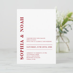 Minimal Modern Red & White Elegant Wedding Invitation