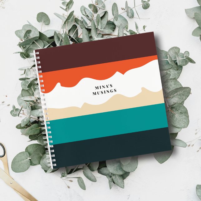 Minimal Modern Retro Abstract Script Colorblocked Notebook (Creator Uploaded)