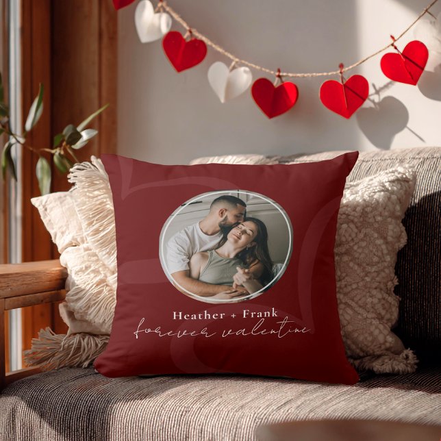 Minimal Modern Romantic Forever Valentine Photo Cushion (Creator Uploaded)