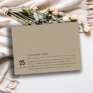 MINIMAL MODERN RUSTIC KRAFT TYPOGRAPHY WEDDING THANK YOU CARD