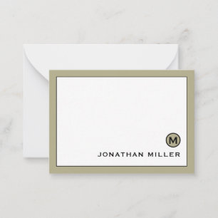 Minimal Modern Sage Green Monogram Card
