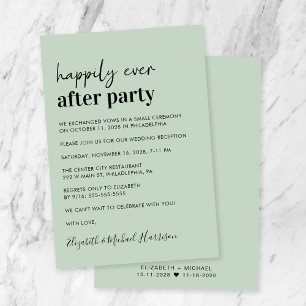 Minimal Modern Sage Green Wedding Reception Invitation