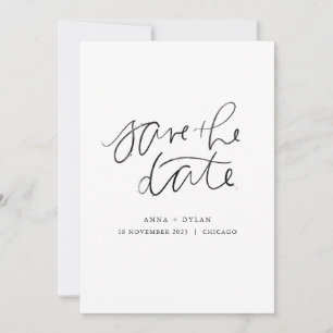 Minimal Modern Save the Date - Black Watercolor Invitation