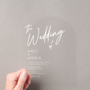 MInimal Modern Script Arch Wedding Acrylic Invitations