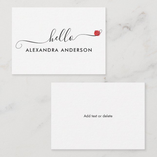 Minimal Modern Script Hello Heart Card (Front/Back)