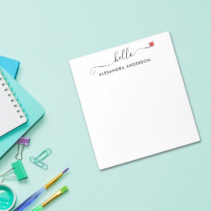 Minimal Modern Script Hello Heart Notepad