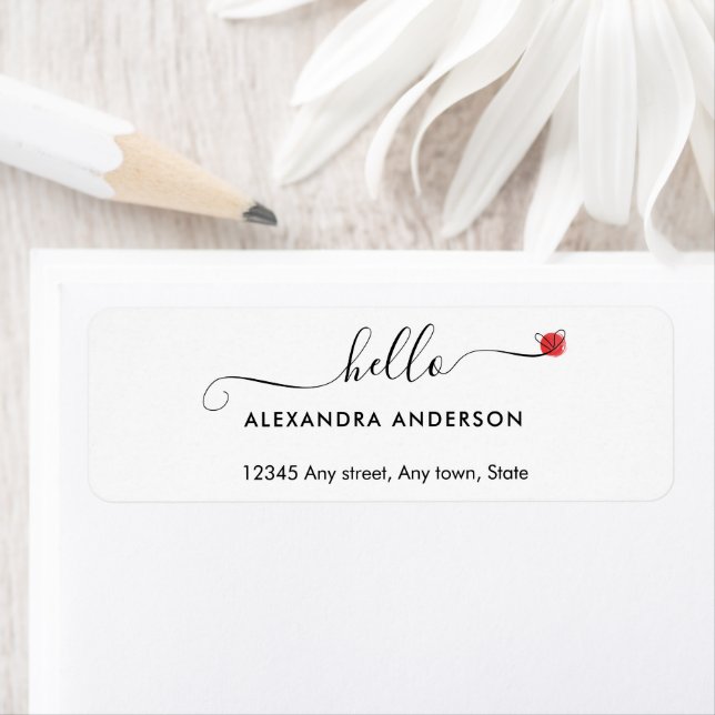 Minimal Modern Script Hello Heart Return Address (Insitu)