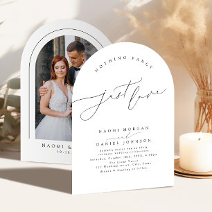 Minimal Modern Script Nothing Fancy Just Love Arch Invitation