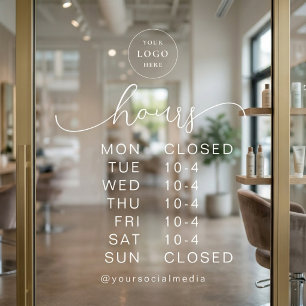 Minimal Modern Script Opening Hours Business Logo