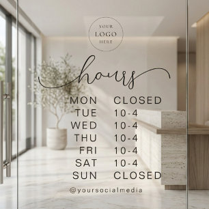 Minimal Modern Script Opening Hours Business Logo
