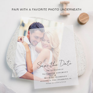 Minimal Modern Script Overlay Save the Date Vellum Invitations