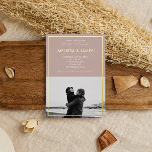 Minimal Modern Script Photo Beige Wedding