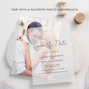 Minimal Modern Script Save the Date Overlay Vellum Invitations