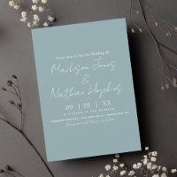 Minimal Modern Script Sea Glass Wedding