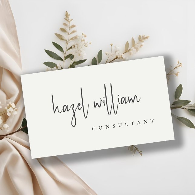 Minimal Modern Simple Black and White Script Business Card (Creator Uploaded)