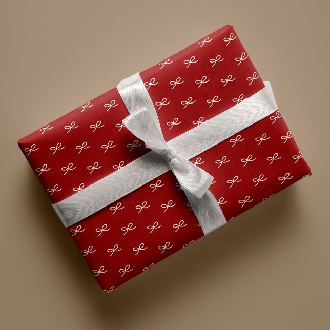 Minimal Modern Simple Bow Pattern Christmas  Wrapping Paper (Creator Uploaded)