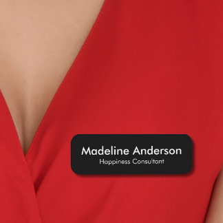 Minimal Modern Simple Clean Black Professional Name Tag