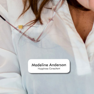 Minimal Modern Simple Clean White Professional Name Tag