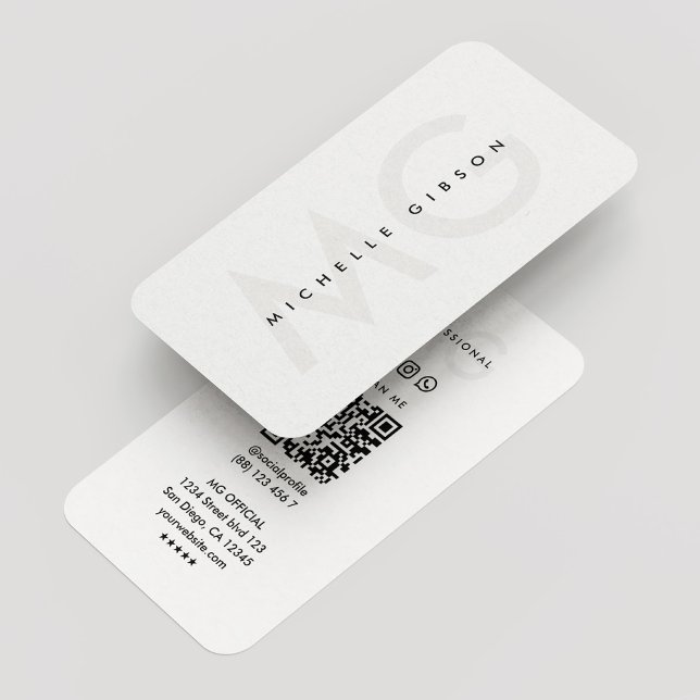 Minimal Modern Simple Professional Monogram White Business Card (Minimal Modern Simple Professional Monogram White Business Card
)
