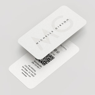 Minimal Modern Simple Professional Monogram White Business Card
