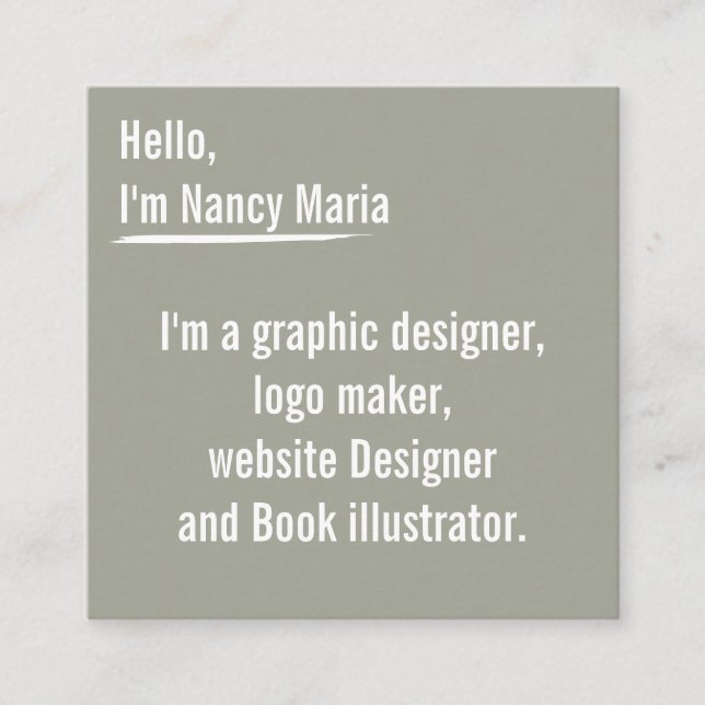 Minimal modern Slate Graphic design Square Business Card (Front)