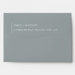 MINIMAL MODERN SOFT BLUE GREY TYPOGRAPHY WEDDING ENVELOPE