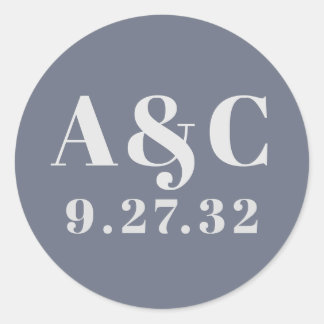 Minimal Modern Soft Grey Blue Lavender Typography  Classic Round Sticker