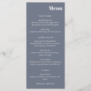 Minimal Modern Soft Grey Blue Lavender Typography Menu