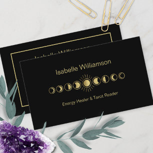 Minimal Modern Stars Amethyst Mystical Moon Phase Business Card