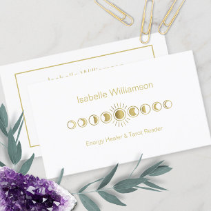 Minimal Modern Stars Amethyst Mystical Moon Phase Business Card