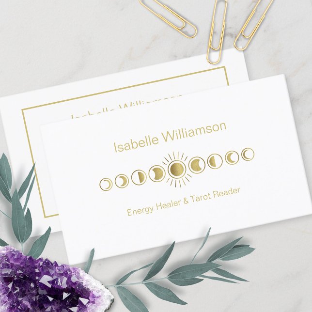Minimal Modern Stars Amethyst Mystical Moon Phase Business Card (Creator Uploaded)
