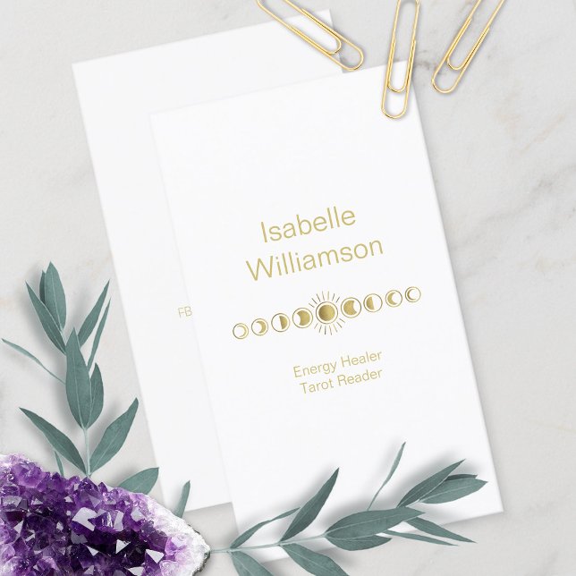 Minimal Modern Stars Amethyst Mystical Moon Phase Business Card (Creator Uploaded)