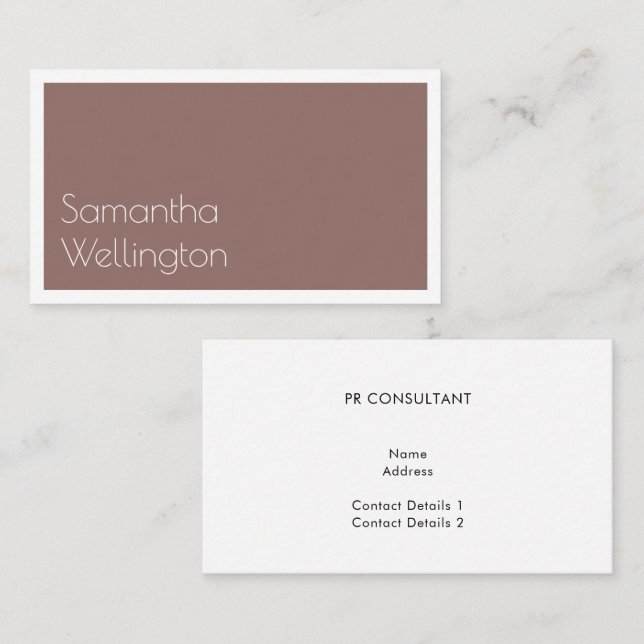 Minimal Modern Taupe Blush Typography Business Card (Front/Back)